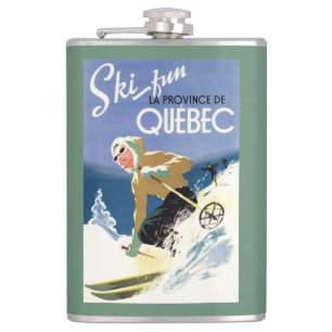 Frau beim Skifahren - Plakat auf Englisch und Fran Flachmann