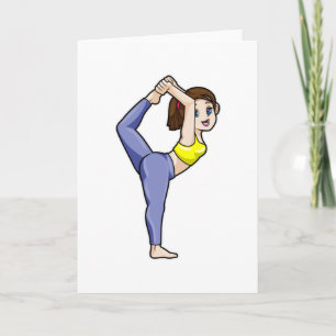 Frau beim Yoga-Dehnübungen Beine Karte