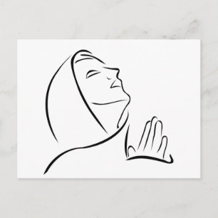 Frau betet auf den Himmel Postkarte