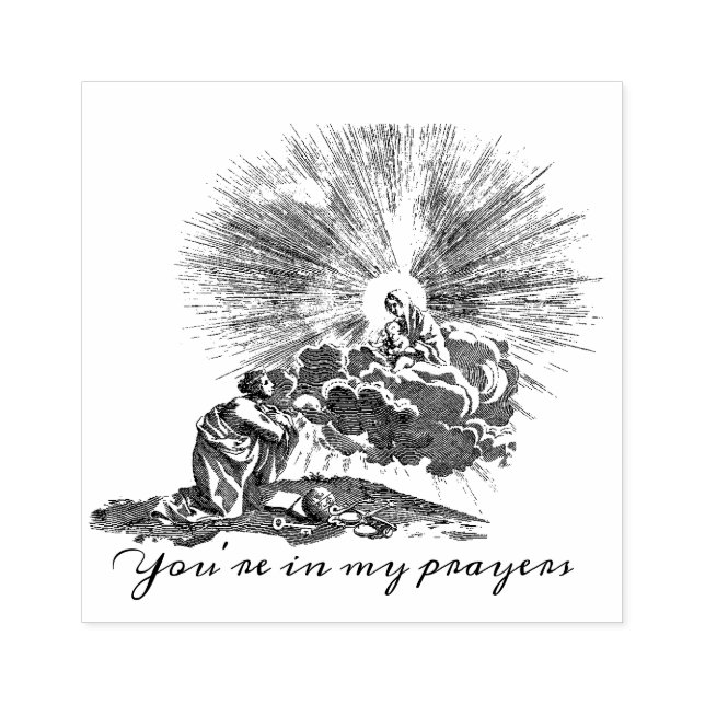 Frau betet Maria & Jesus Religious Gummistempel (Prägung)