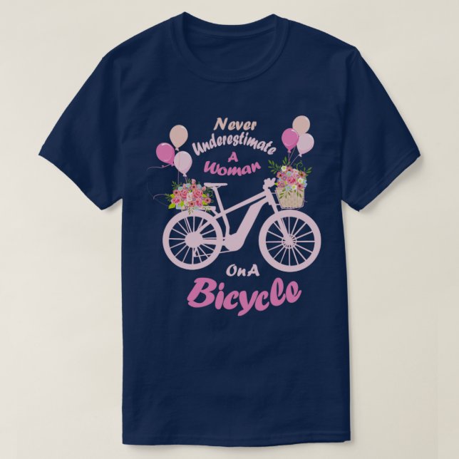 Frau Bicycle E Bike Mouantainbike Radfahrerin Bike T-Shirt (Design vorne)
