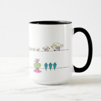 Frau Bikini u. Vögel auf einer Linie Tasse