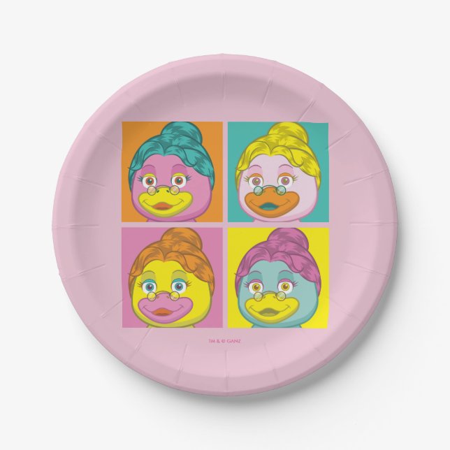 Frau Birdy Pop Art Pappteller (Vorderseite)