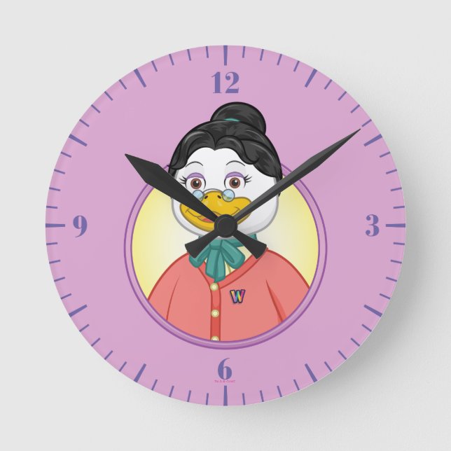 Frau Birdy Runde Wanduhr (Vorderseite)