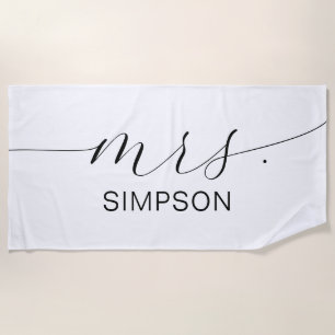 Frau Black and White New Bride Personalisiert Strandtuch