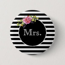 Frau Black and White Stripe mit Blume Bouquet