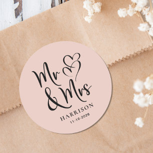 Frau Blush Pink Wedding Runder Aufkleber