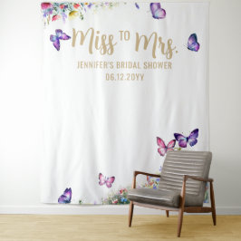 Frau Boho Butterfly Wildblume Bridal Backdrop Wandteppich