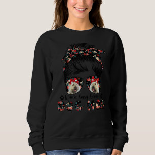 Frau Bouvier Des Flandres Dog Mama Messy Bun Hair Sweatshirt
