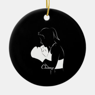 Frau Boxer Champ Keramik Ornament