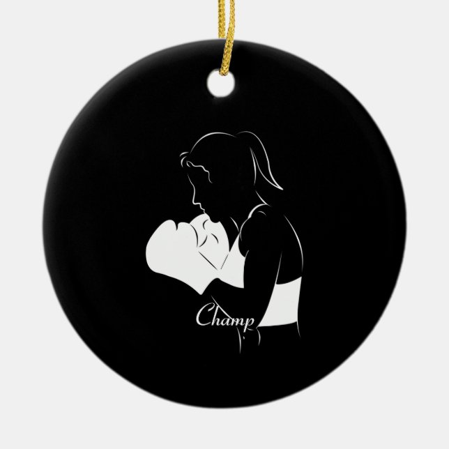 Frau Boxer Champ Keramik Ornament (Vorne)