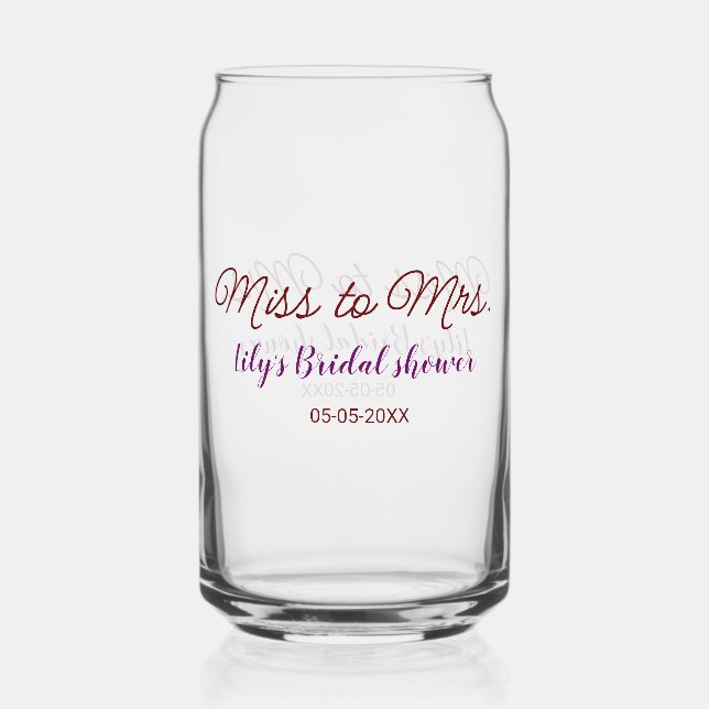 Frau Brautparty: Name Datum Jahr einfügen Dosenglas (Vorderseite)