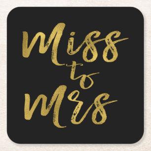 Frau Brautparty Party Gold Foil Rechteckiger Pappuntersetzer