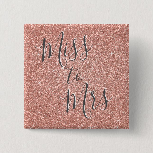 Frau Brautparty Party Rose Gold Sparkle Button (Vorderseite)