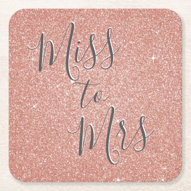 Frau Brautparty Party Rose Gold Sparkle Rechteckiger Pappuntersetzer (Vorderseite)