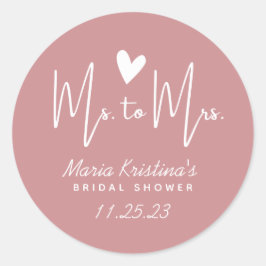 Frau Brautparty Puce Pink zum Herzen Runder Aufkleber