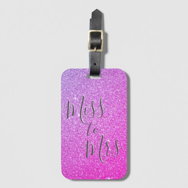 Frau Bridal Pink Lila Glitzer Ombre Gepäckanhänger (Vorderseite Vertikal)