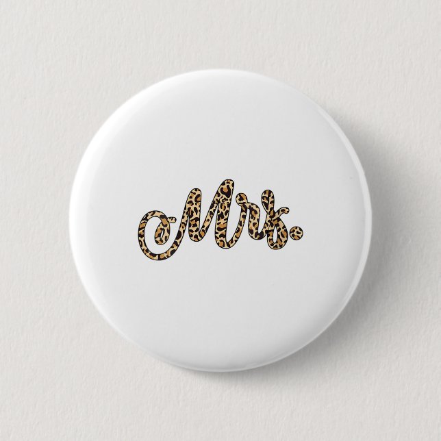 Frau Bride Groom Frau Leopard Print Wedding Match Button (Vorderseite)