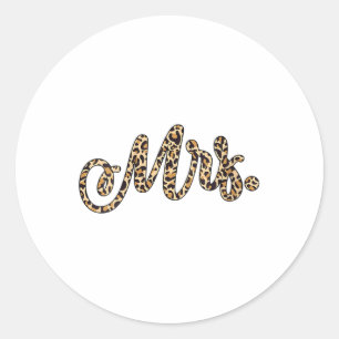 Frau Bride Groom Frau Leopard Print Wedding Match Runder Aufkleber