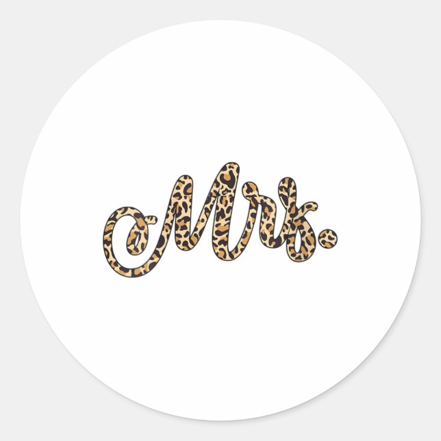 Frau Bride Groom Frau Leopard Print Wedding Match Runder Aufkleber (Vorderseite)