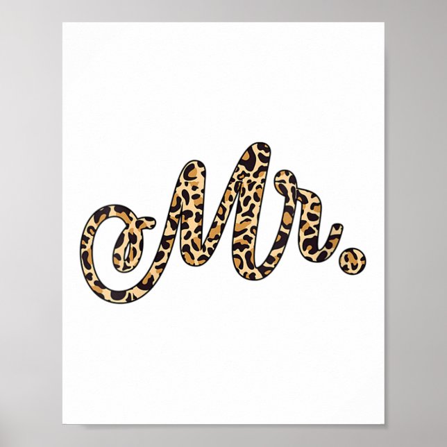 Frau Bride Groom Herr Leopard Print Wedding Matchi Poster (Vorne)