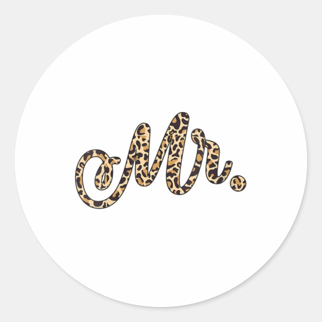 Frau Bride Groom Herr Leopard Print Wedding Matchi Runder Aufkleber (Vorderseite)