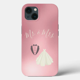 Frau Bride Groom Pink Metallic Wedding Case-Mate iPhone Hülle