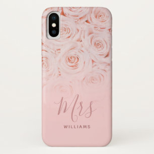 Frau Bride Personalisiert Pink Watercolor Rose Case-Mate iPhone Hülle