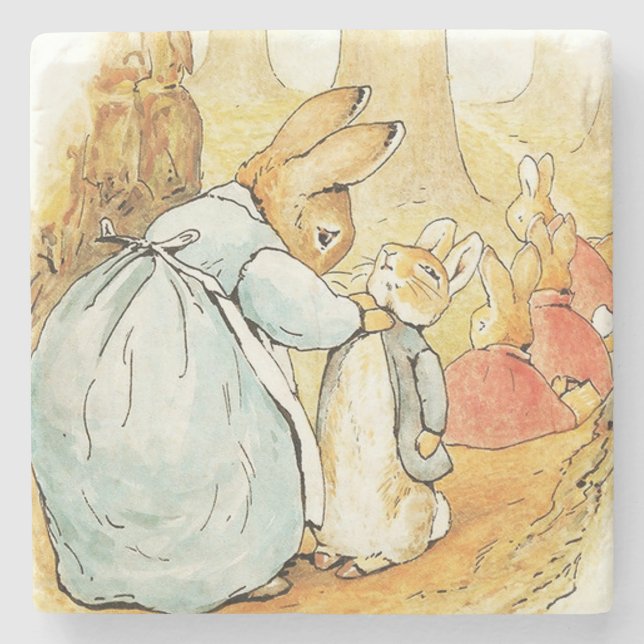 Frau Bunny sagt Abschied von Beatrix Potter Steinuntersetzer (Vorderseite)