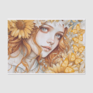 Frau Butterfly Daisy Innocence Schönheit Dekoupage Seidenpapier