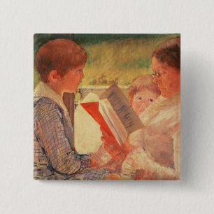 Frau Cassatt Reading zu ihren Enkelkindern, 1888 Button
