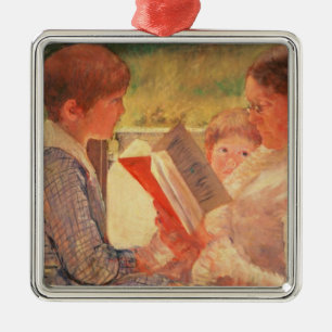 Frau Cassatt Reading zu ihren Enkelkindern, 1888 Silbernes Ornament