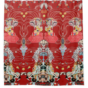 FRAU, CENTAUR Royal Red White Klimt Pattern Duschvorhang