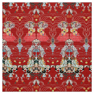 FRAU, CENTAUR Royal Red White Klimt Pattern Stoff