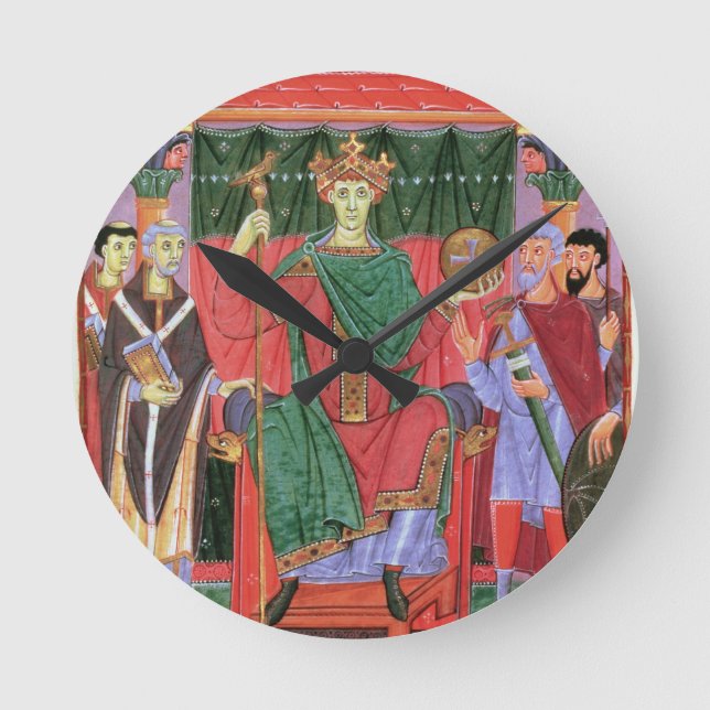 Frau Cim.4453 f.42r Heiliger Römischer Kaiser Otto Runde Wanduhr (Vorderseite)