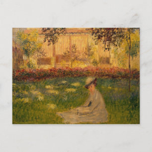 Frau Claude Monets   in einem Garten, 1876 Postkarte