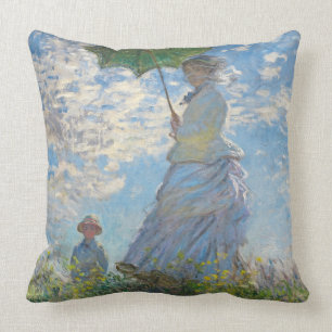 Frau Claude Monets mit einem Sonnenschirm Kissen