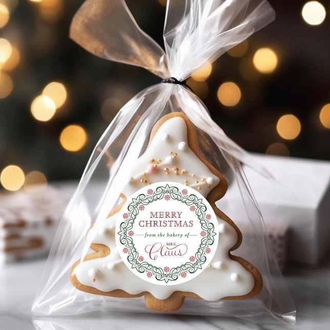 Frau Claus’ Bäckerei Weihnachtsfeiertag Runder Aufkleber (Von Creator hochgeladen)