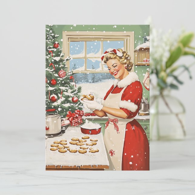 Frau Claus Holiday Baking Delight Einladung (Stehend Vorderseite)