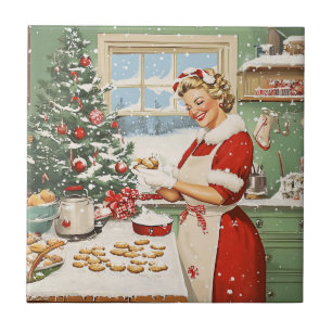 Frau Claus Holiday Baking Delight Fliese