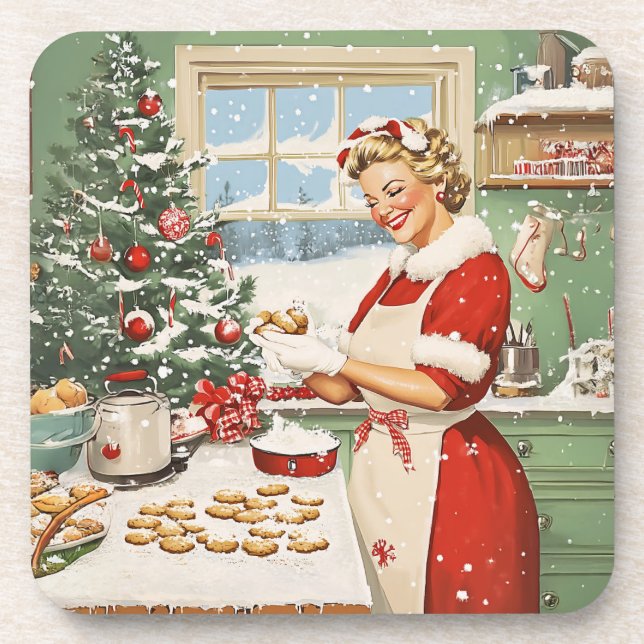Frau Claus Holiday Baking Delight Getränkeuntersetzer (Vorderseite)
