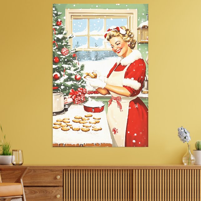 Frau Claus Holiday Baking Delight Leinwanddruck (Insitu (Wohnzimmer))