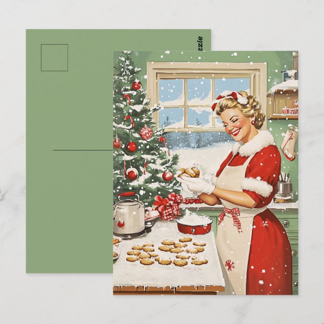 Frau Claus Holiday Baking Delight Postkarte (Vorne/Hinten)