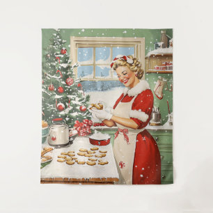 Frau Claus Holiday Baking Delight Wandteppich
