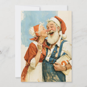 Frau Claus küsst Santa Weihnachtsporträt Einladung