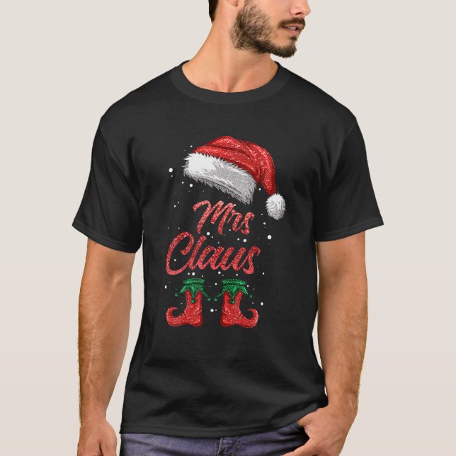 Frau Claus Matching Familie Frohe Weihnachten Weih T-Shirt (Vorderseite)