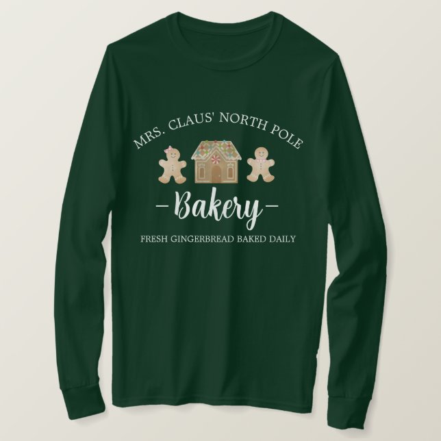 Frau Claus North Pole Gingerbread Bäckerei Weihnac T-Shirt (Design vorne)