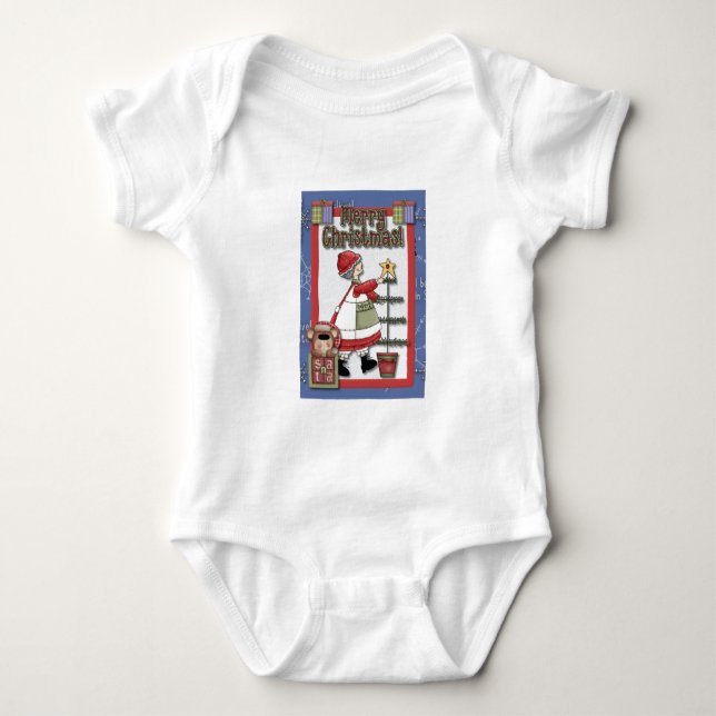 Frau Clause Tree Decorating Baby Strampler (Vorderseite)