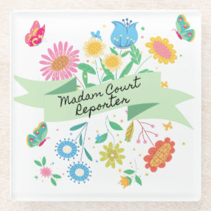 Frau Court Reporter Spring Floral Untersetzer