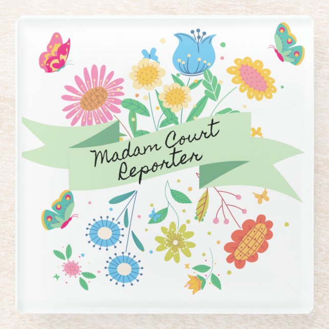 Frau Court Reporter Spring Floral Untersetzer (Vorderseite)